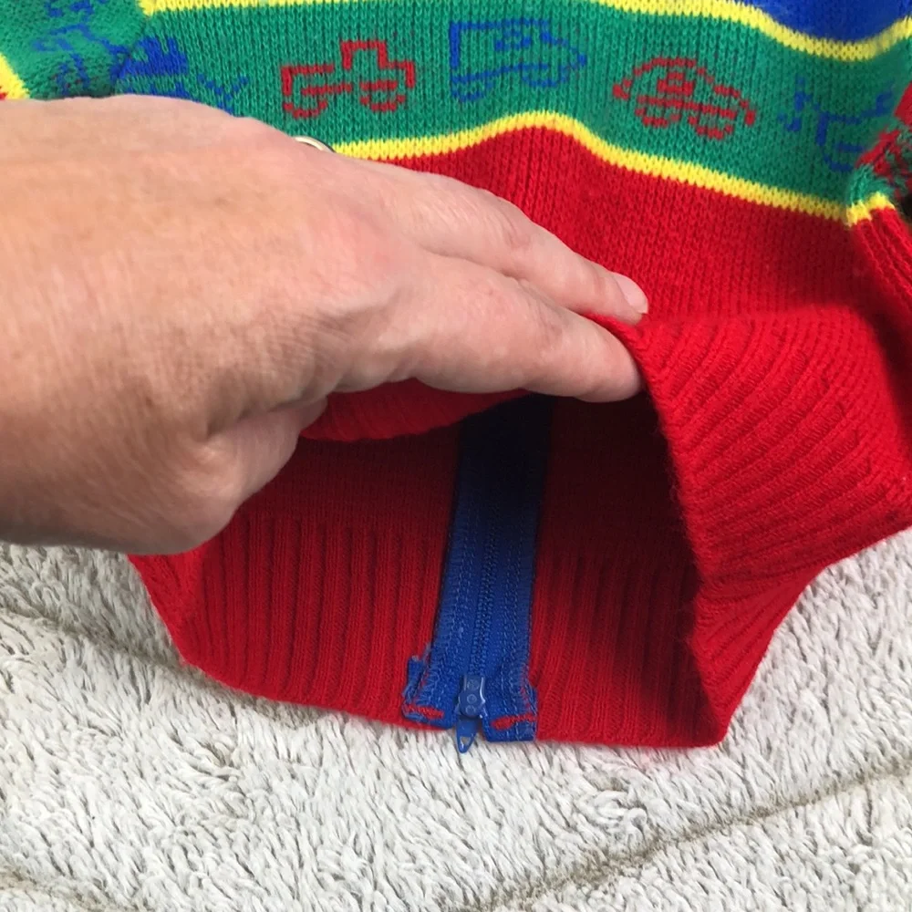 Vintage Osh Kosh Hooded Zipper Sweater Truck Knit